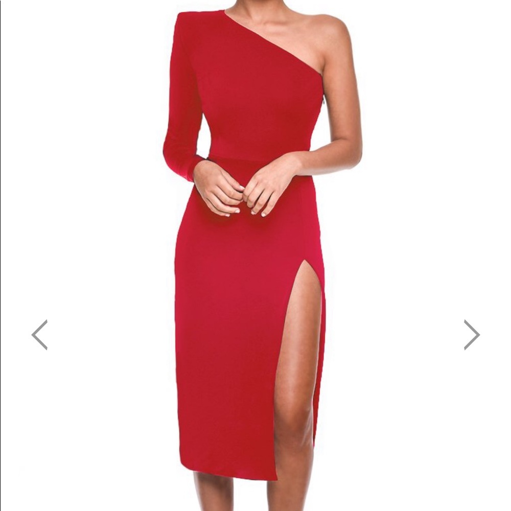 Nadine Merabi Red Asymmetrical Dress